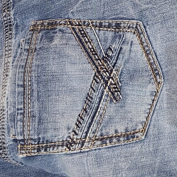 BKE RYAN SHORT BACK EMBROIDERED DOUBLE POCKETS STRAIGHT LEG DENIM JEAN - Picture 2 of 16